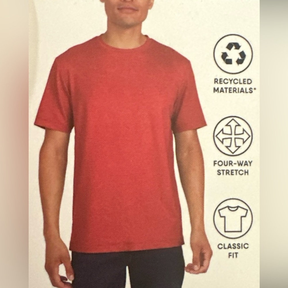 Lands’ End - Short Sleeve Crewneck Shirt - Orange - Men’s Size X-Large
